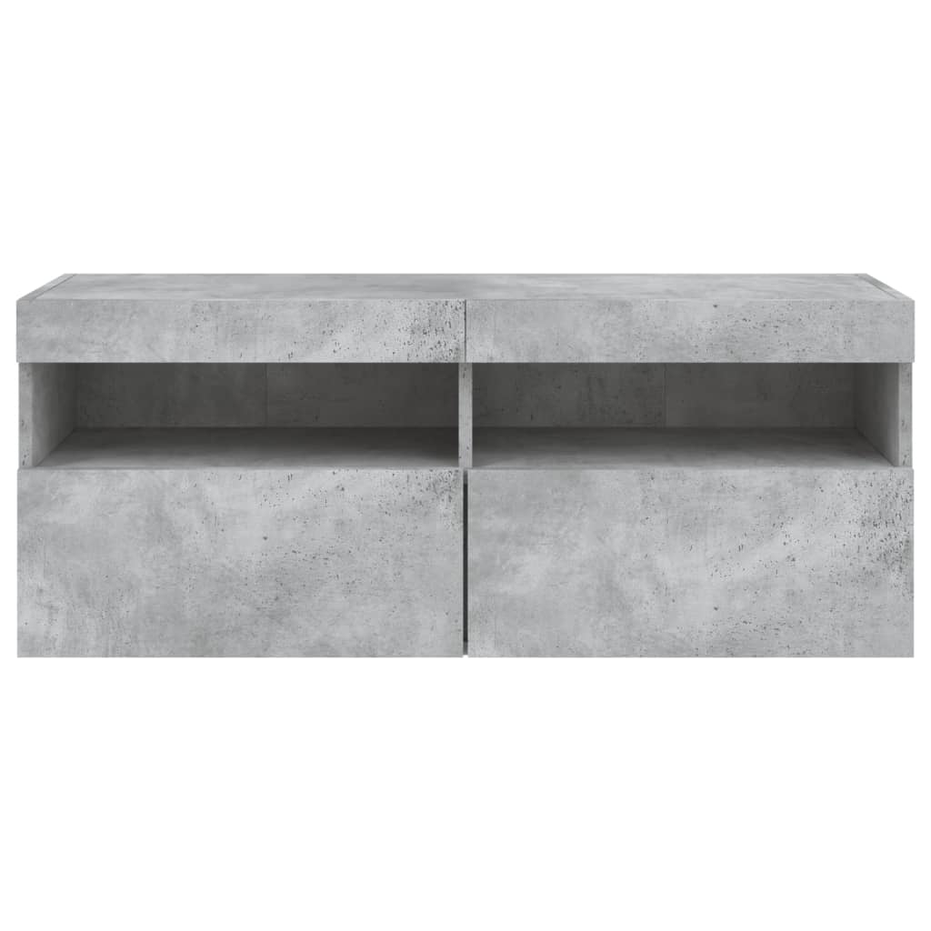 Wall Mounted TV Cabinet with RGB LED Lighting Concrete Grey 100 x 30 x 40 cm