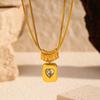 Diamond Inlaid Heart Pendant Titanium Steel Necklace Premium Sweater Chain Tarnish Free 18K Gold Clavicle Chain Jewelry