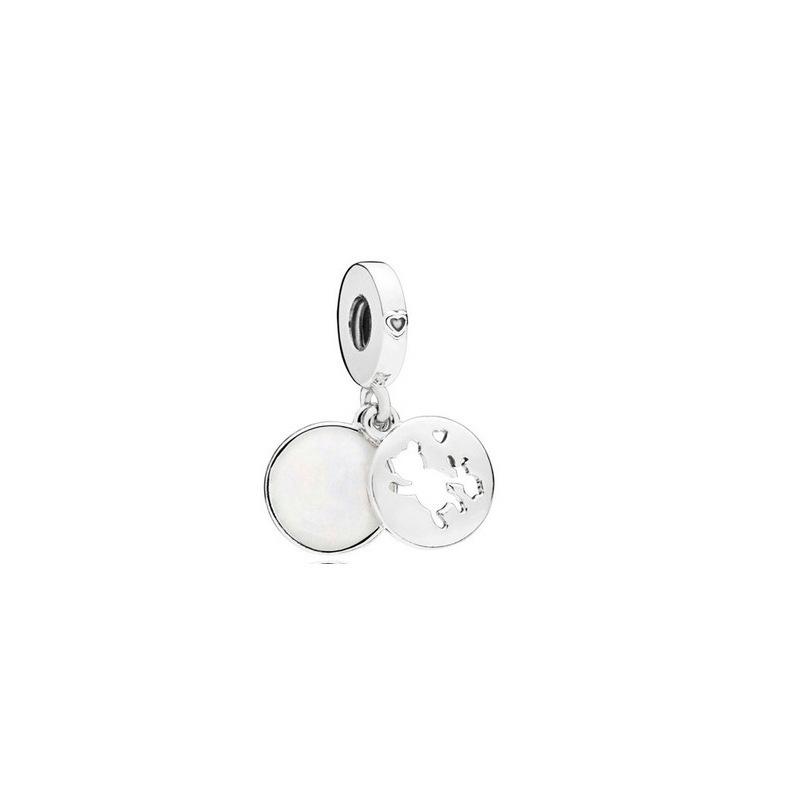 925 Sterling Silver Pink Friends Festive Love Clover Fashion Style Pendant DIY Jewelry