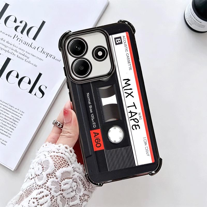 Vintage 90S Cassette Tape Pattern Soft Phone Case For Xiaomi Redmi Note 14 15 Pro Plus 13 12 11S 11T 5G 10 9S 9 Plating Anti-Fal