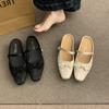 Satin Bag Head Half Slippers Female 2025 Summer New French Temperament Evening Fairy Wind Heightening Mary Jane Single Shoes