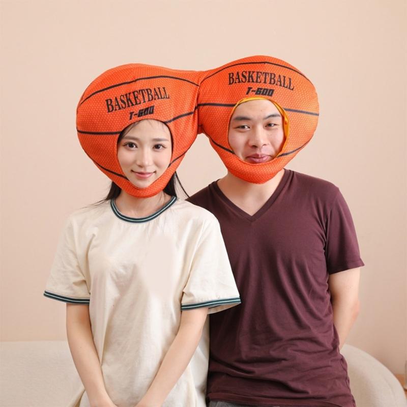 Double Head Basketball Headgear Hat Lovely Photography Props Hat Sport Party and Event Head Accessories for Family Game