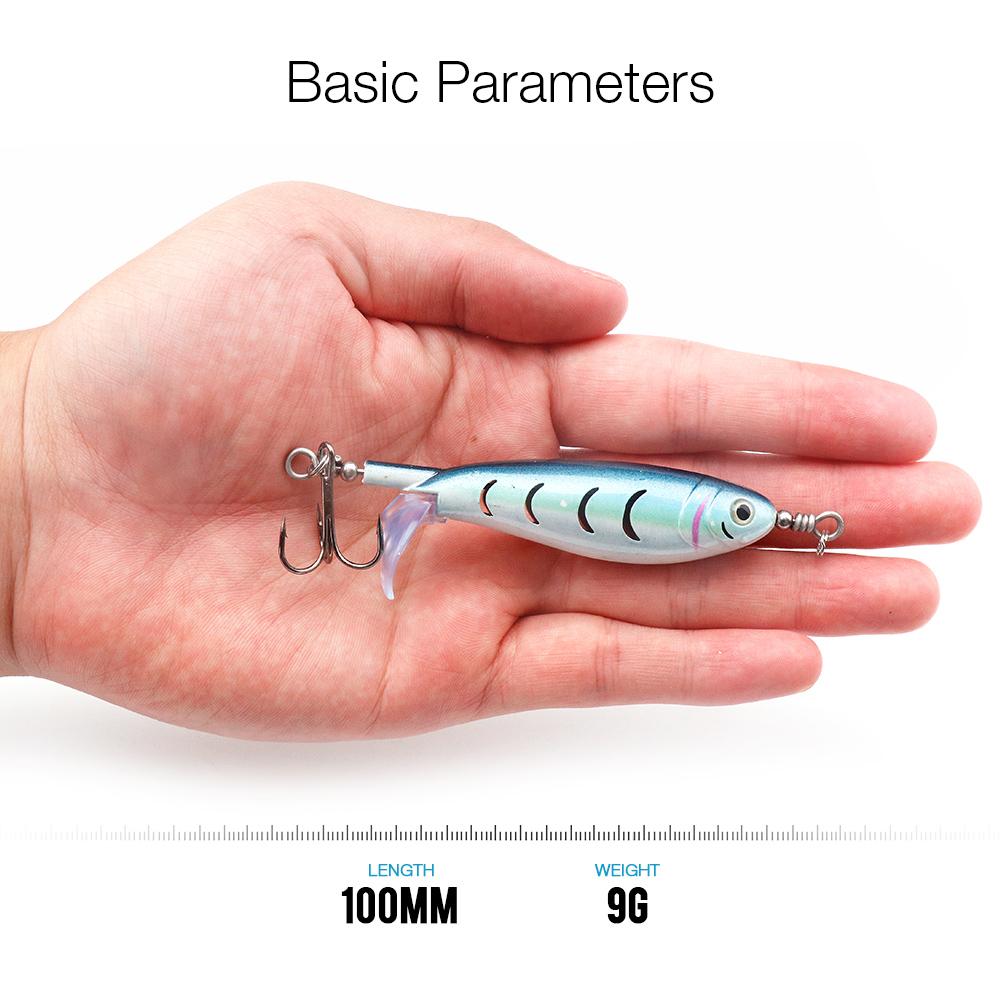 10cm 9g Topwater Pencil Lure Rotating Propeller Body Bait Floating Hard Bait for Bass Pike Surface Fishing