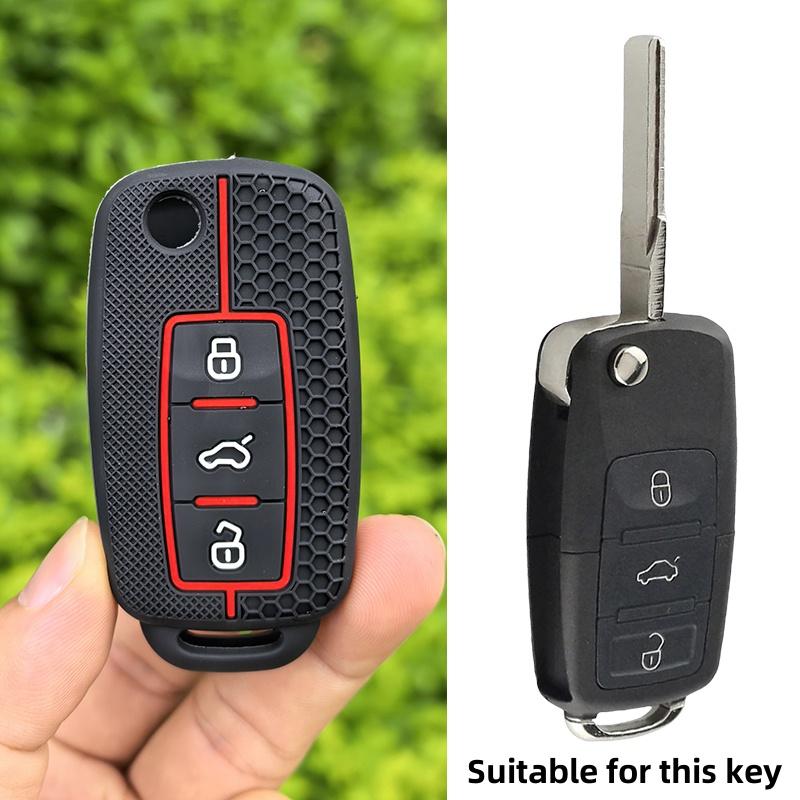 

2026 Fashion Silicone Car Key Cover For VW Volkswagen Polo Tiguan Passat B5 B6 B7 Golf 4 5 6 MK6 Jetta Lavida Skoda Octavia Seat червоний