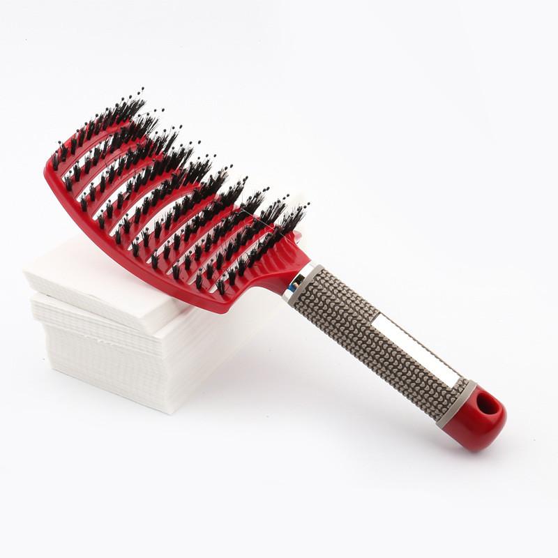Premium Large Curved Hair Comb With Antistatic Boar Bristle For Effortless Styling