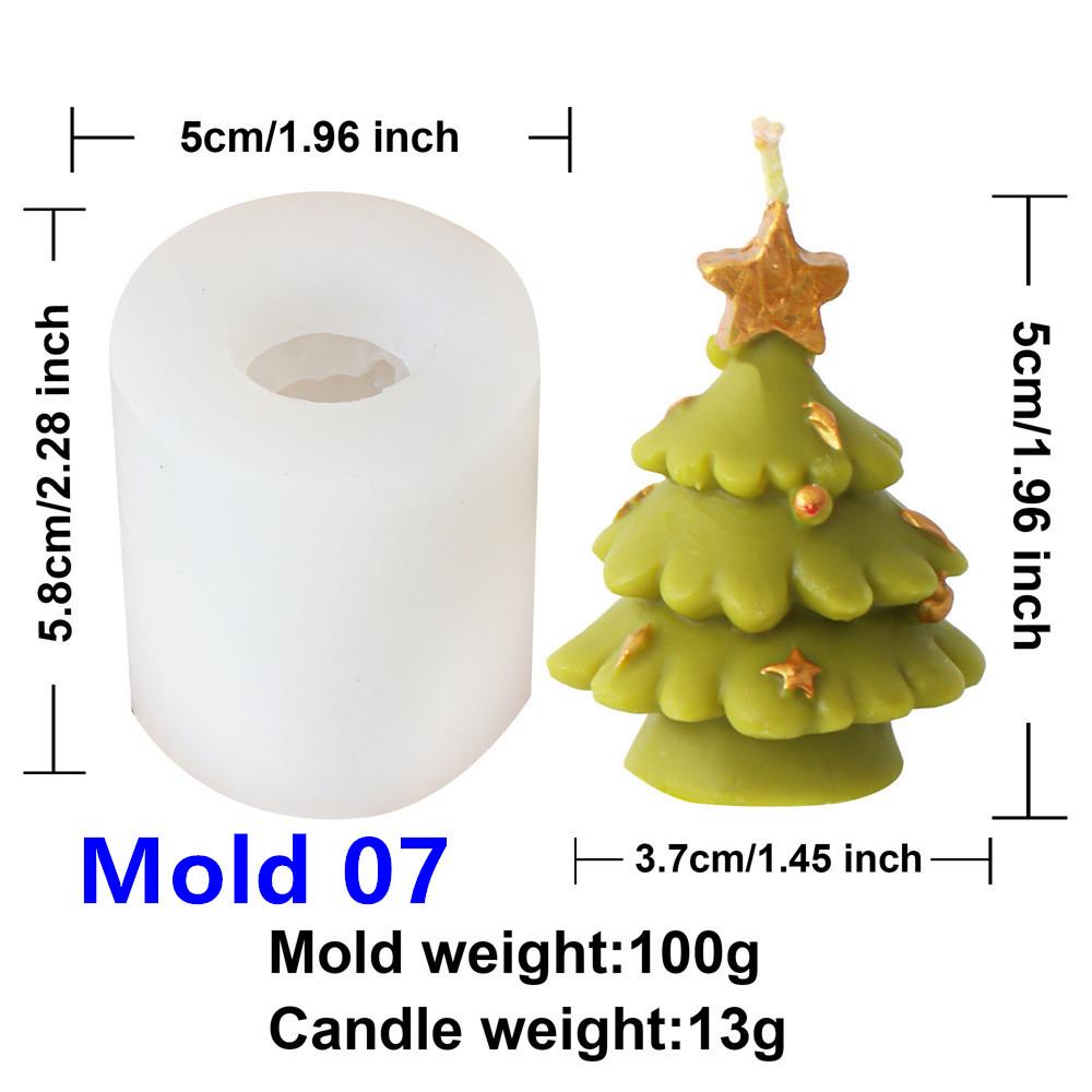 3D Fir Tree Christmas Tree Candle Silicone Mold Five Pointed Star Coniferous Christmas Tree Candle Silicone Mold