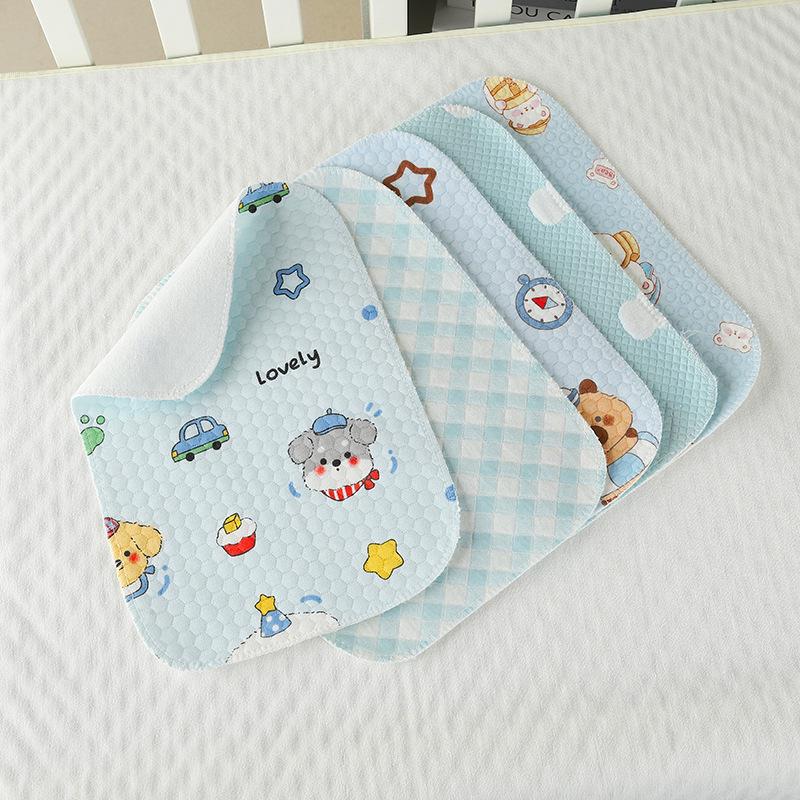 Waterproof Leak-Proof Cotton Baby Changing Mat - Small, Washable, Breathable Pad for Newborns