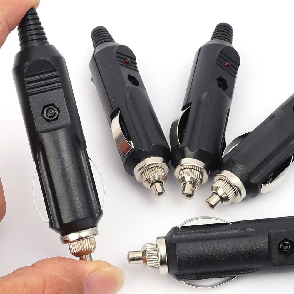 Car Cigarette Lighter Plug Male Adapter 12V 24V Replacement Connector LED Fused for Auto Truck RV Boat Power Supply Cable Head