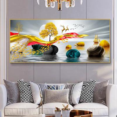 Pittura diamante quadrato rotondo completo Pesce e cervo dorato, Adesivo murale Diamante Ricamo fai da te Mosaico Diamante Decorazione murale