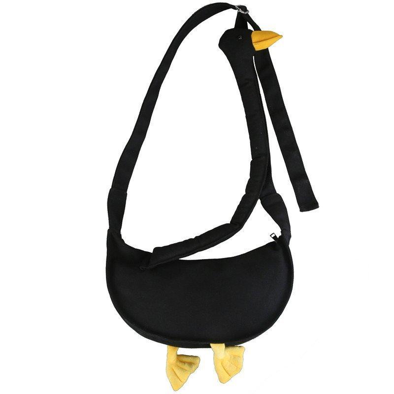 

Internet celebrity cute duck head canvas bag bag female 2025 new trendy funny cute ugly duck student crossbody shoulder bag tide чорний