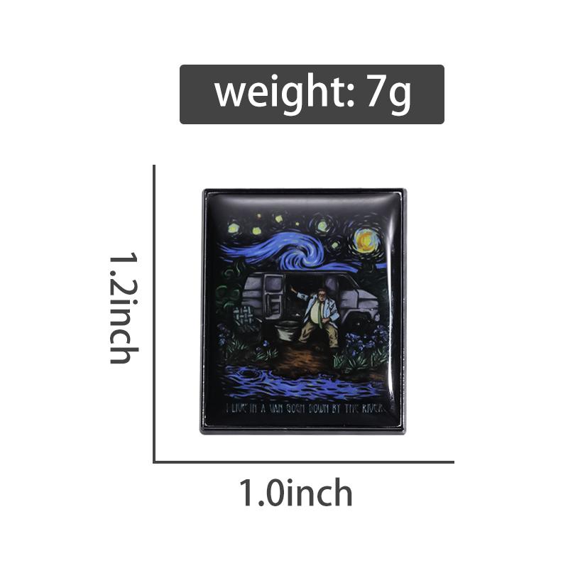 Sternennacht Anstecknadeln Individuelle TV Brosche Ich lebe in einem Van am Fluss Reversabzeichen Cartoon Lustiger Schmuck Geschenk für Kinder Freunde