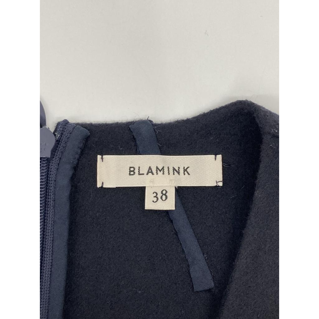 BLAMINK Black wool V-neck long dress dress 38 blackUsed