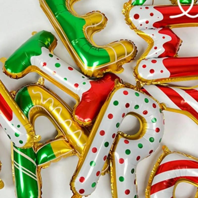 Merry Christmas Balloons Banner Party Decorations