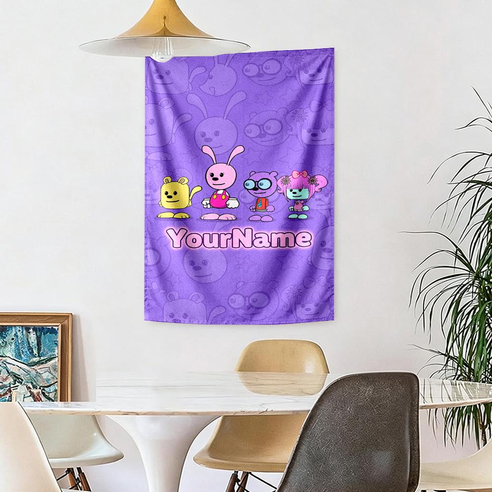 Wow Wow Wubbzy Individuell mit Ihrem Namen Wanddekoration Wandteppich Kunst Für Haustier-Gedenken Geburtstag Hochzeitsfeier Kulisse Familiengeschenk