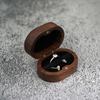 Black Walnut Wooden Engagement Ring Box Solid Wood Oval Shaped Ring Organizer for Proposal Wedding Ceremony Gift