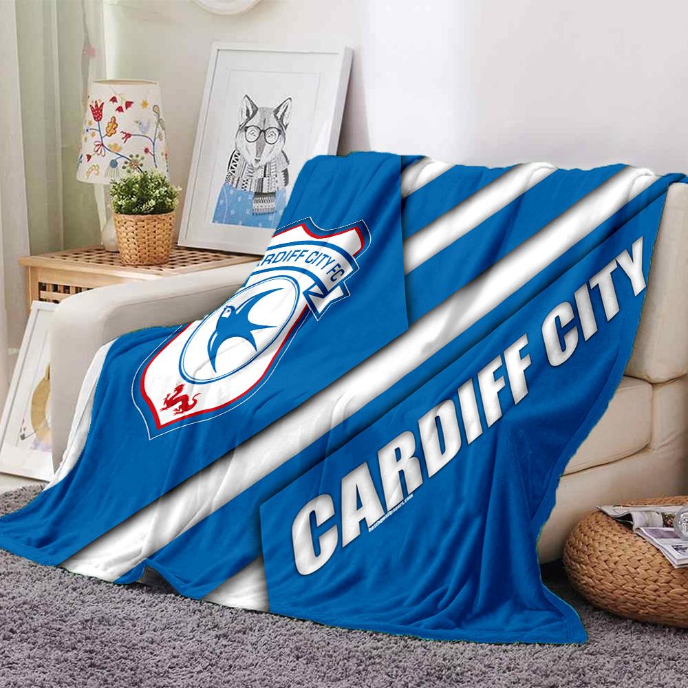 Cardiff Fc Crest Flannel Blanket, Soft Polyester, Modern Design, All-Season for Camping, Travel, Gifts for Holidays or Birthdays