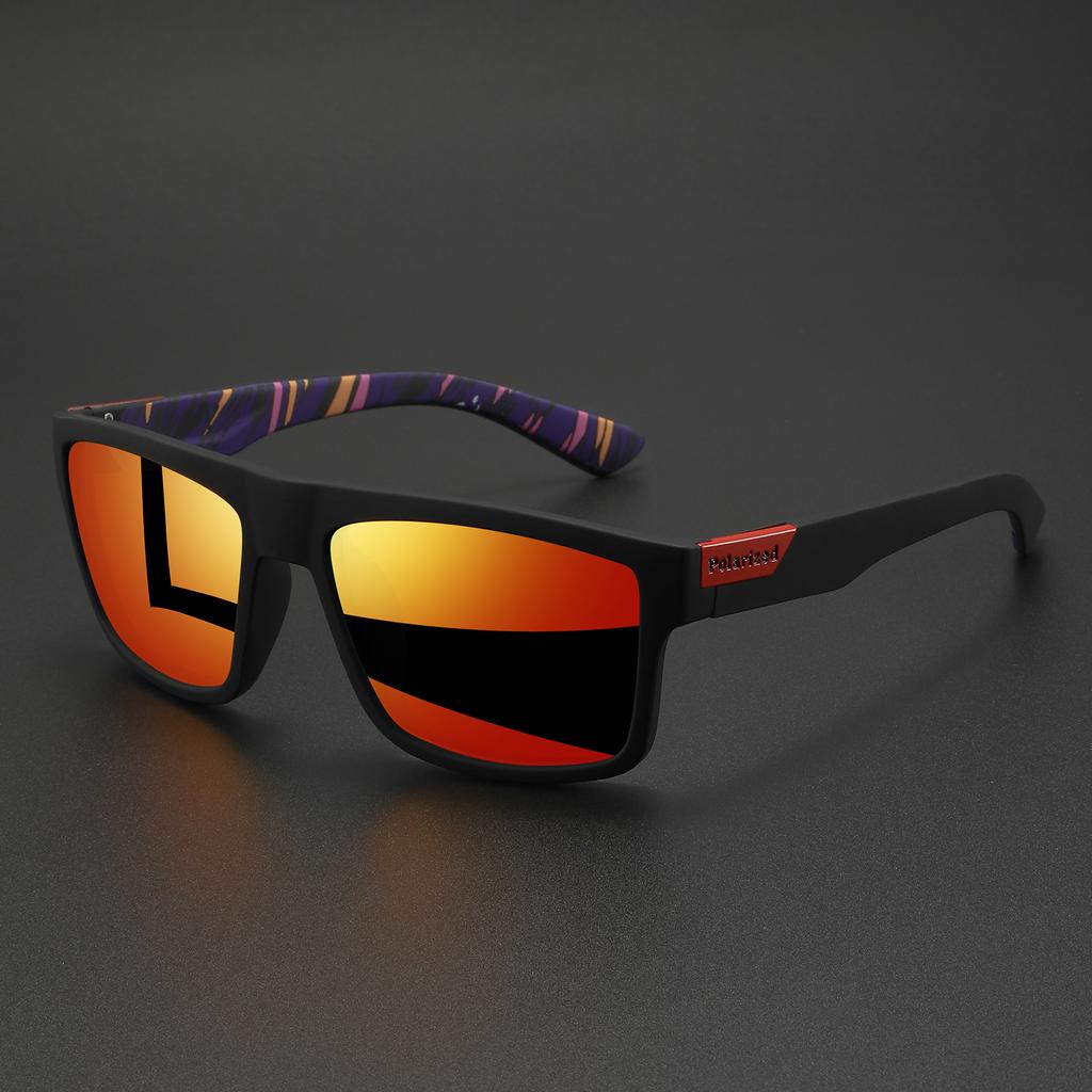 Premium Square Sports Polarized Sunglasses - Inner Temple Pattern, Comfort Fit for Cycling, Fishing, Beach & Leisure