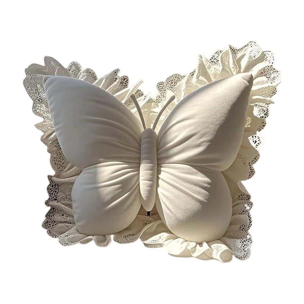 Butterfly Throw, Velvet Butterfly Decorative Cushion With Lace Trim, Glitter Velvet Stuffed For Sofa Couch Living Room Bed,Home Garden Decor