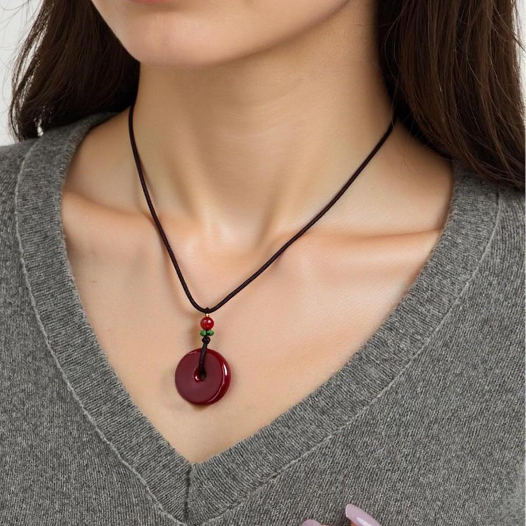 Imperial Purple Peace Buckle Cinnabar Necklace, Unisex Guardian God Pendant