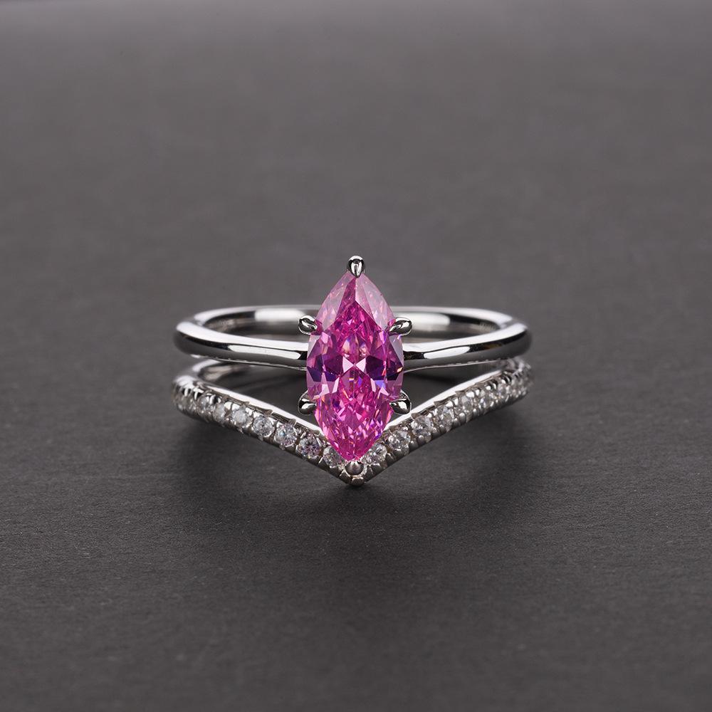 

Ювелирные изделия Tancision Серебряное кольцо Super Flash 7a Циркон Конский глаз Творчество 12 розовый