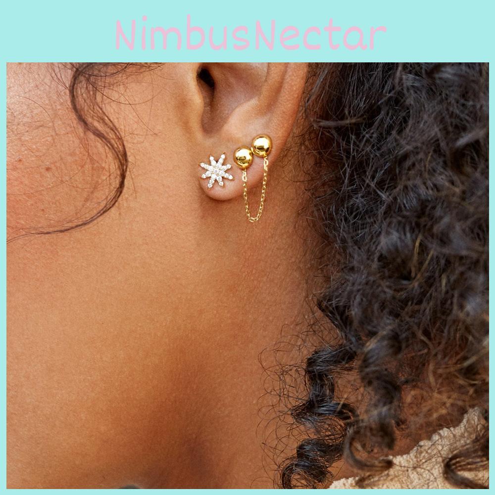 Double Fashionable Ball Earrings Elegant Alloy Jewelry Women For