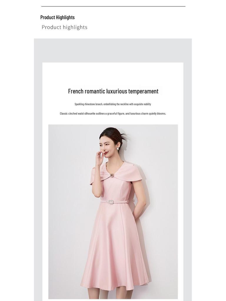 Damen Frühling/Sommer Französisches Leicht Reifes Abendkleid - Design für Formelle Anlässe