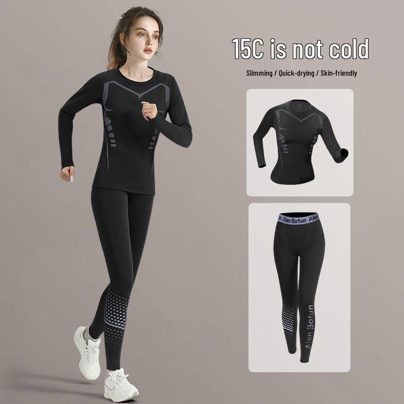 2025 Women's Winter Quick-Dry Yoga Set: Long Sleeve Running Top & Tight Fitness Wear