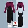 Plus Size Women's Knit Cardigan & Split Camisole Dress Set - Korean Style Autumn/Winter
