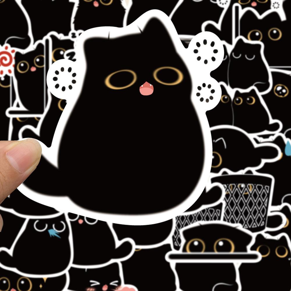 10/20/40/80pcs Funny Cartoon Black Cat Stickers Cute Decals Toys DIY Notebook Guitar Motorcycle Suitcase Kawaii Graffiti Sticker