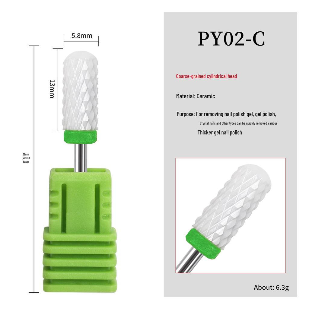 Ceramic Nail Grinding Head - Corn Bullet Rocket Shape for Electric Nail Grinder