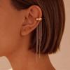 Long Chain Tassel Ear Cuff Stainless Steel No Piercing Ear Wrap Elegant Ear Clip  Charms Jewelry