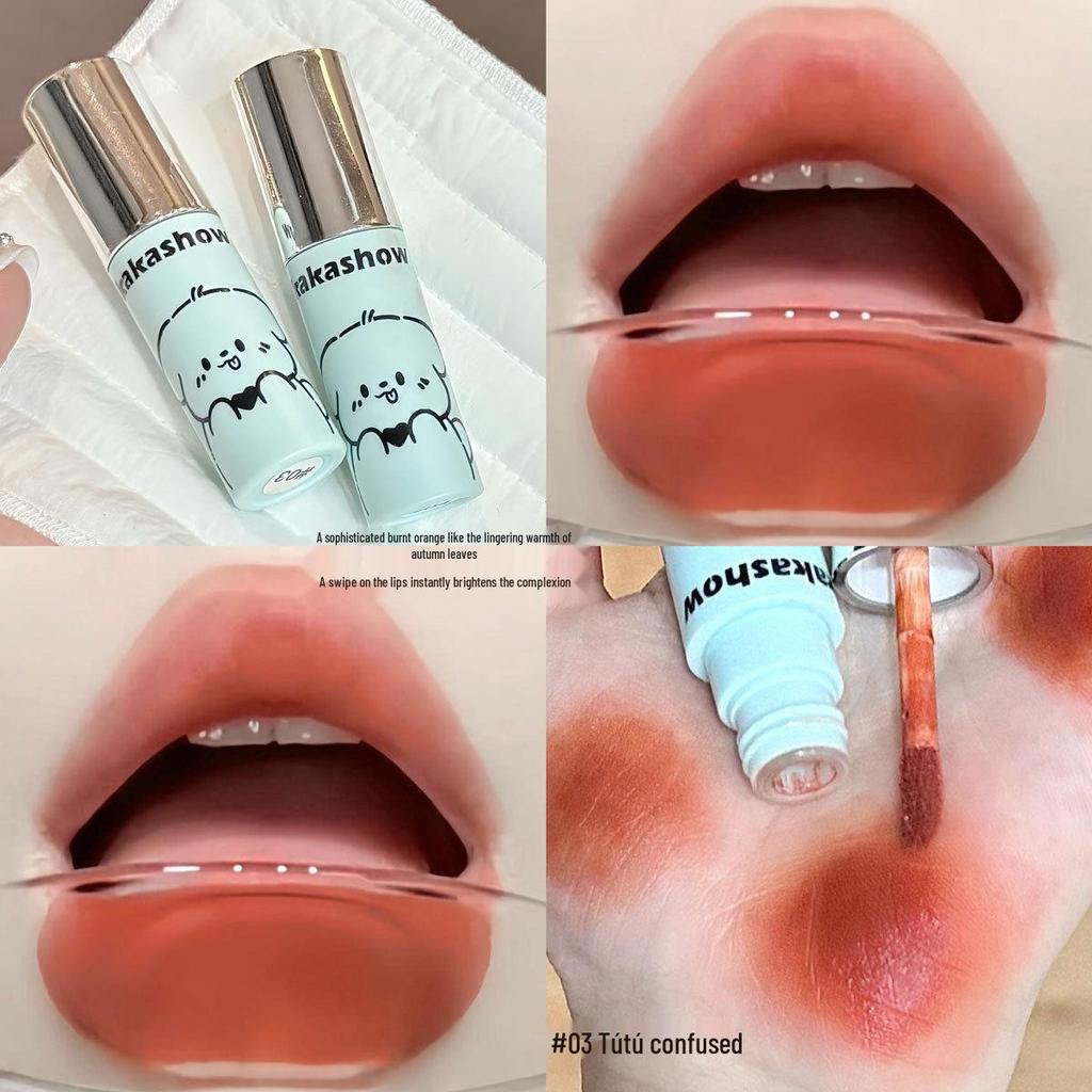Kakashow Cloud Mousse Lip Glaze - Matte Foggy Autumn/Winter Peach Cream Apricot Whitening Nude Lipstick, Natural Look.