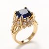 Huitan Gorgeous Dark Blue CZ Female Ring Dazzling Flower Design Aesthetic Women Accessories Anniversary Party New  Jewelry