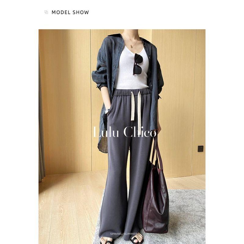 

Супер Драпировка Антивозрастной Мягкий Крем Свободное Пространство Хлопковый Крем Белый Воздушные Свободные Брюки Высокая Талия Прямые Брюки Женские Повседневные Модные Dark brown L