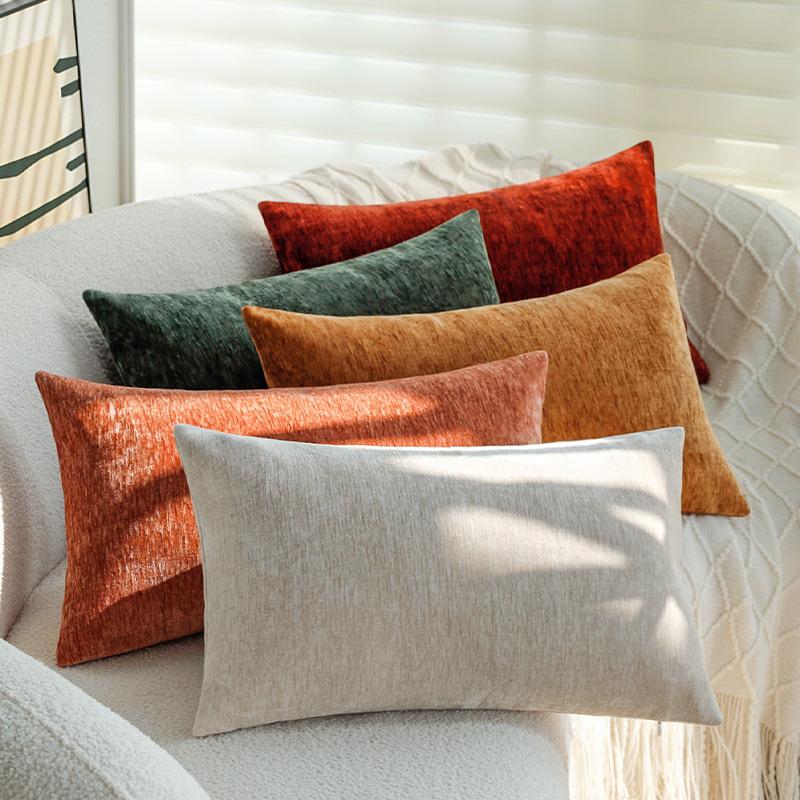 Light Luxury Pillow Sofa Living Room Solid Color Simple Lumbar Pillow Car Office Cushion Long Strip Lumbar Pillow