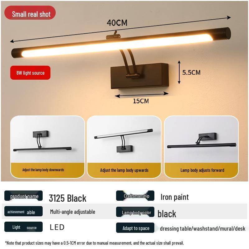 Luce a Specchio LED Telescopica Pieghevole per Armadietto del Bagno o Studio