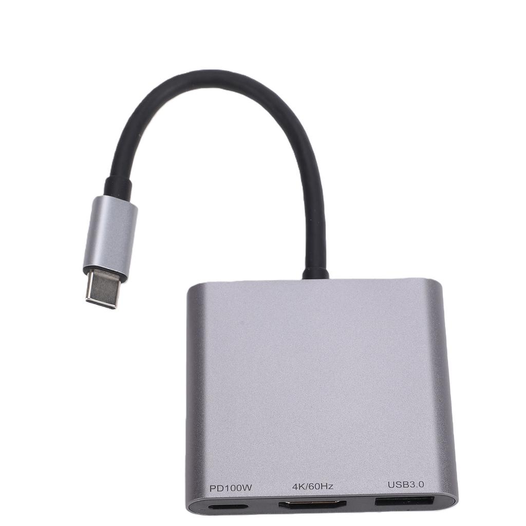 Hub USB C 3 em 1 Adequado para Óculos AR XREAL One Adaptador Multiportas Estação de Docking Suporta Carregamento Rápido PD 100W 4K 60Hz