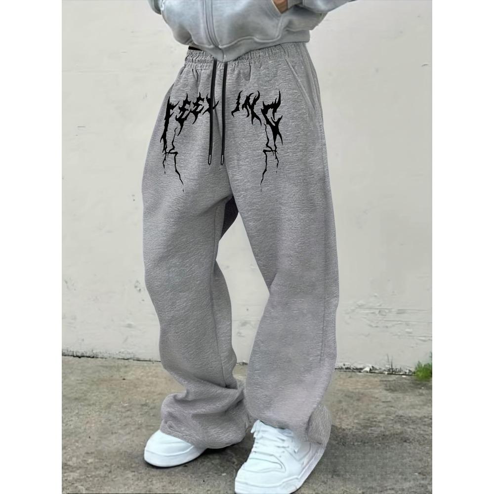 Men's Multifunctional Solid Color Drawstring Loose Casual Sports Pants with Plush Outdoor Wide Leg Pants