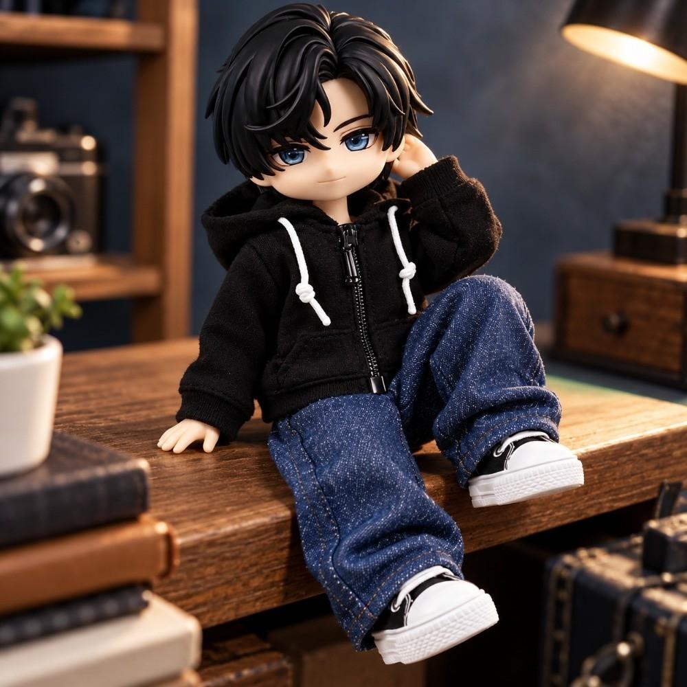 Casual 1/12 Doll Clothes Hoodies Jeans Pants Set Model Fit for Bjd OB11 Doll/for 1/12 Doll