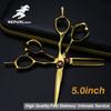 5.0 Inch Golden Single-tailed Turtle Handle Hair Scissors, Hair Scissors, Flat-cut Tooth Scissors, Thin Scissors