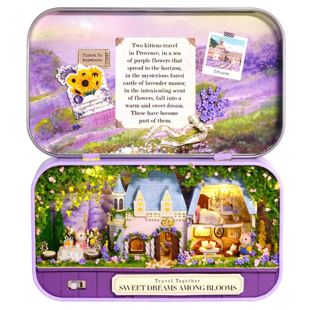 DIY Wooden Doll House Box Miniature Toy with LED Light Decoration Birthday Christmas Gift Toys for KidQ-010