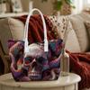 Gothic Skull Snake Pattern Tote Bag Unique Dark Style Daily Carry Handbag For Streetwear