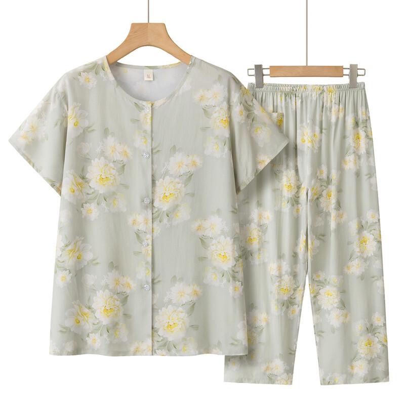 

Middle-Aged & Elderly Women s Thin Spring/Summer Cardigan Set 2XL