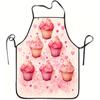 1pc of Pink Apron Featuring a Cupcake Heart Design, Made from Durable And Easy-To-Clean Polyester, with an Adjustable Waistband, Suitable for Cooking 