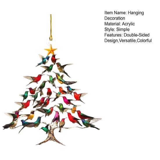 Sun-Catcher Hummingbird Ornament Dual-Sided Acrylic Garden Decor with Prismatic Effects Christmas Tree Hanging Accessory