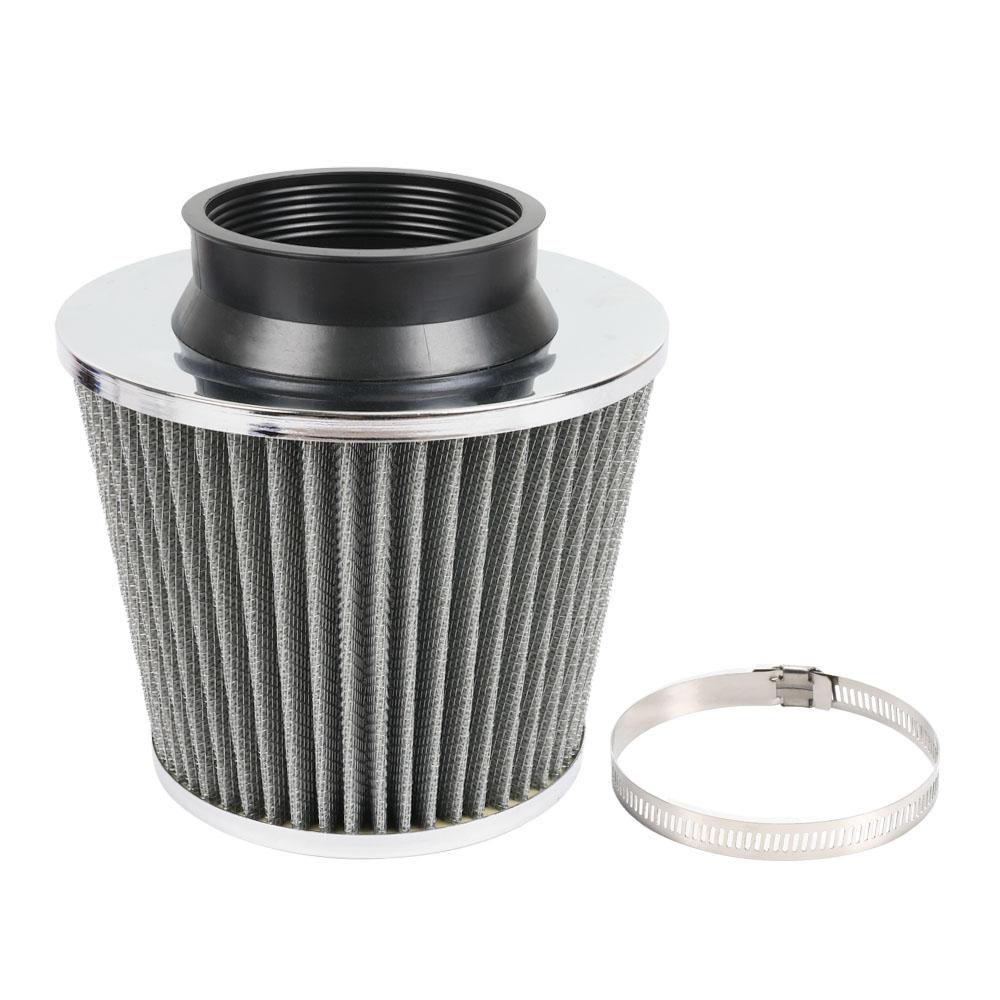 New 76MM Iron Stainless Steel Sports High Power Flow Cold Air Filter Universal Car Cone Air Intake Filter Induction Kit OFI073