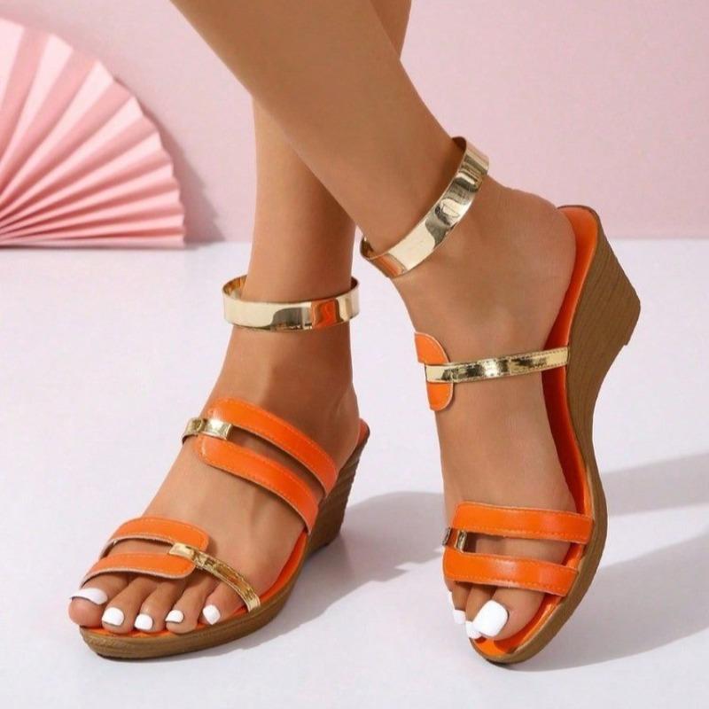 Sandali da Donna Estivi Casual Sandali Color Block Eleganti Comodi Pelle Morbida Suola Spessa Pendio Scarpe in Paglia Intrecciata Donna