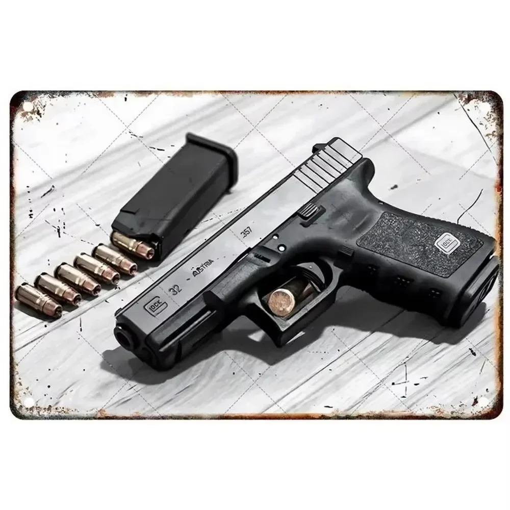 Exquisitely Designed Pistol Metal Signs: Embodying Military Sophistication, These Are the Ideal Wall Decor for Man Caves