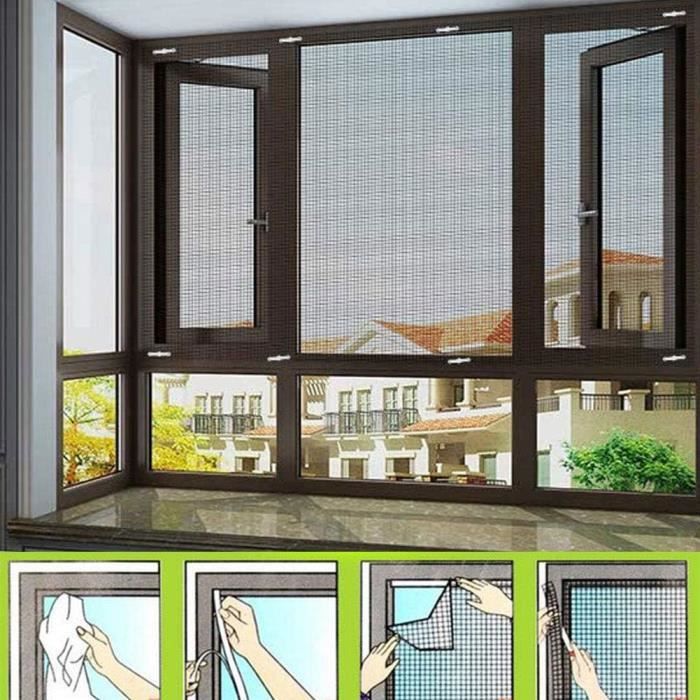 Moustiquaire - ZGEER - 130 x 150 cm - 3 Pièces - Fixation Adhésive - Maille Anti-Insectes