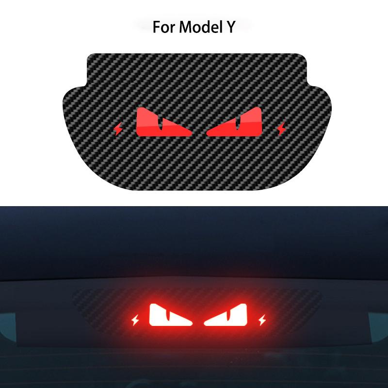 For Tesla Model Y 3 High Mount Mounted Brake Lamp Carbon Car Brake Projection Board PVC Soft Decal Top Tail Light Emblem Sticker